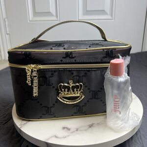 Juicy Couture Cosmetic Storage Bag Set - Incl 1 Travel Toiletry Bottle NWT Chic